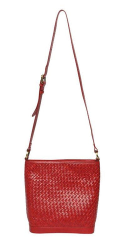 Cosgrove & Co Weaved Leather Shoulder Bag | Natalie Red