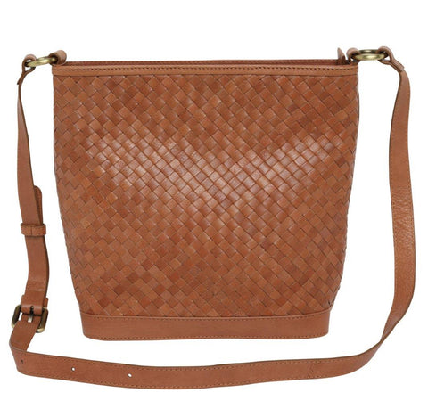 Cosgrove & Co. Weaved Leather Shoulder Bag | Natalie Tobacco