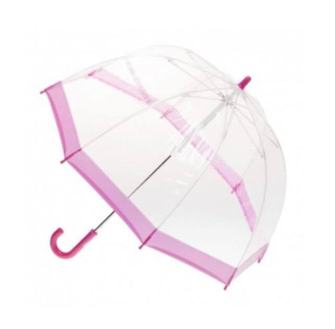 CLIFTON- KIDS CLEAR BIRDCAGE UMBRELLA PINK TRIM