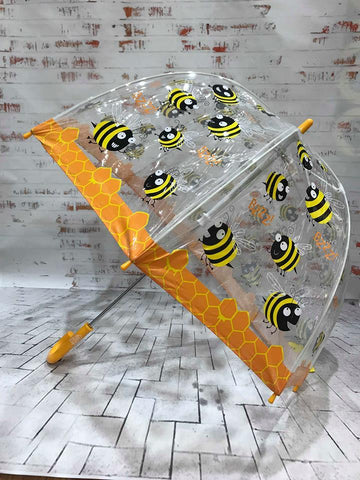 CLIFTON- KIDS CLEAR BIRDCAGE UMBRELLA | BEE PRINT