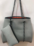 BAGGAGE BTQ- NEOPRENE TOTE | LIGHT GREY WITH ORANGE