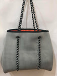 BAGGAGE BTQ- NEOPRENE TOTE | LIGHT GREY WITH ORANGE