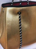 BAGGAGE BTQ- NEOPRENE TOTE | METALIC GOLD WITH ORANGE