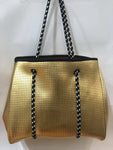 BAGGAGE BTQ- NEOPRENE TOTE | METALIC GOLD WITH ORANGE