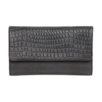 MODAPELLE - CROC-EMBOSSED LADIES LEATHER WALLET - OX BLOOD