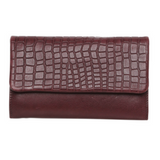 MODAPELLE - CROC-EMBOSSED LADIES LEATHER WALLET - CHARCOAL