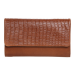 MODAPELLE - CROC-EMBOSSED LADIES LEATHER WALLET - TAN