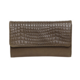 MODAPELLE - CROC-EMBOSSED LADIES LEATHER WALLET - CHARCOAL