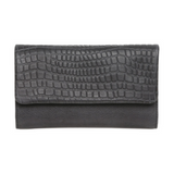 MODAPELLE - CROC-EMBOSSED LADIES LEATHER WALLET - CHARCOAL