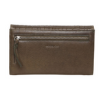 MODAPELLE - CROC-EMBOSSED LADIES LEATHER WALLET - CHARCOAL