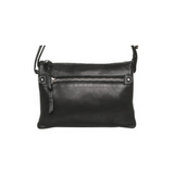 MODAPELLE - LADIES VINTAGE LEATHER SHOULDER/CROSSBODY BAG - BLACK