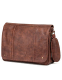 VEGAN LEATHER MESSENGER BAG – BROWN